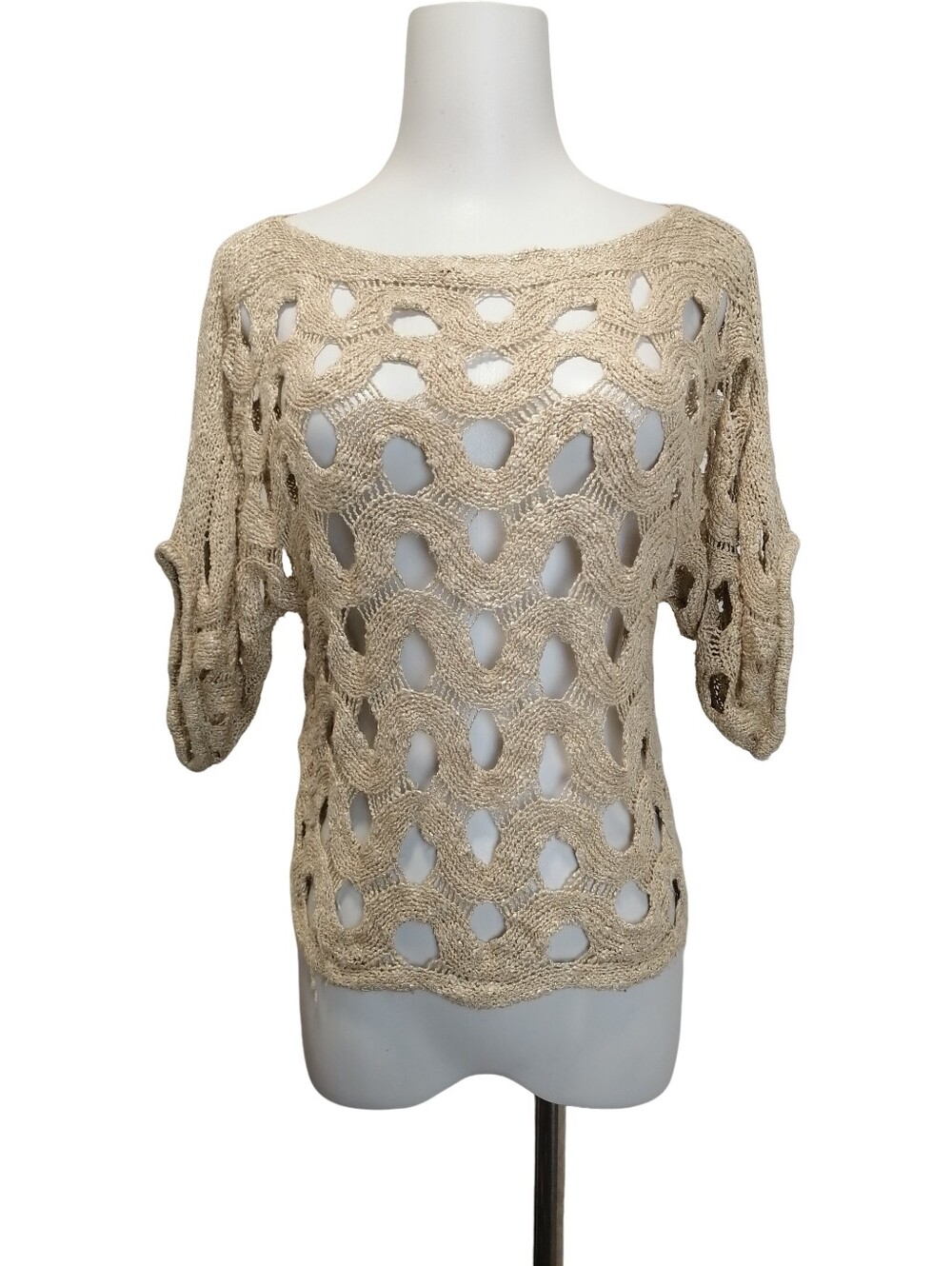 🦉🦉Open-Knit Cream Women's Sweater